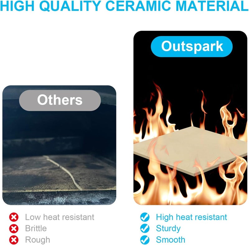 Outspark 13.2" Square Pizza Stone for Ooni Karu 12 Pizza Oven,BBQ Baking Accessories for Ooni Koda Fyra 12 Pizza Oven,Most Similar Size Oven and Grill,Cordierite - Image 3